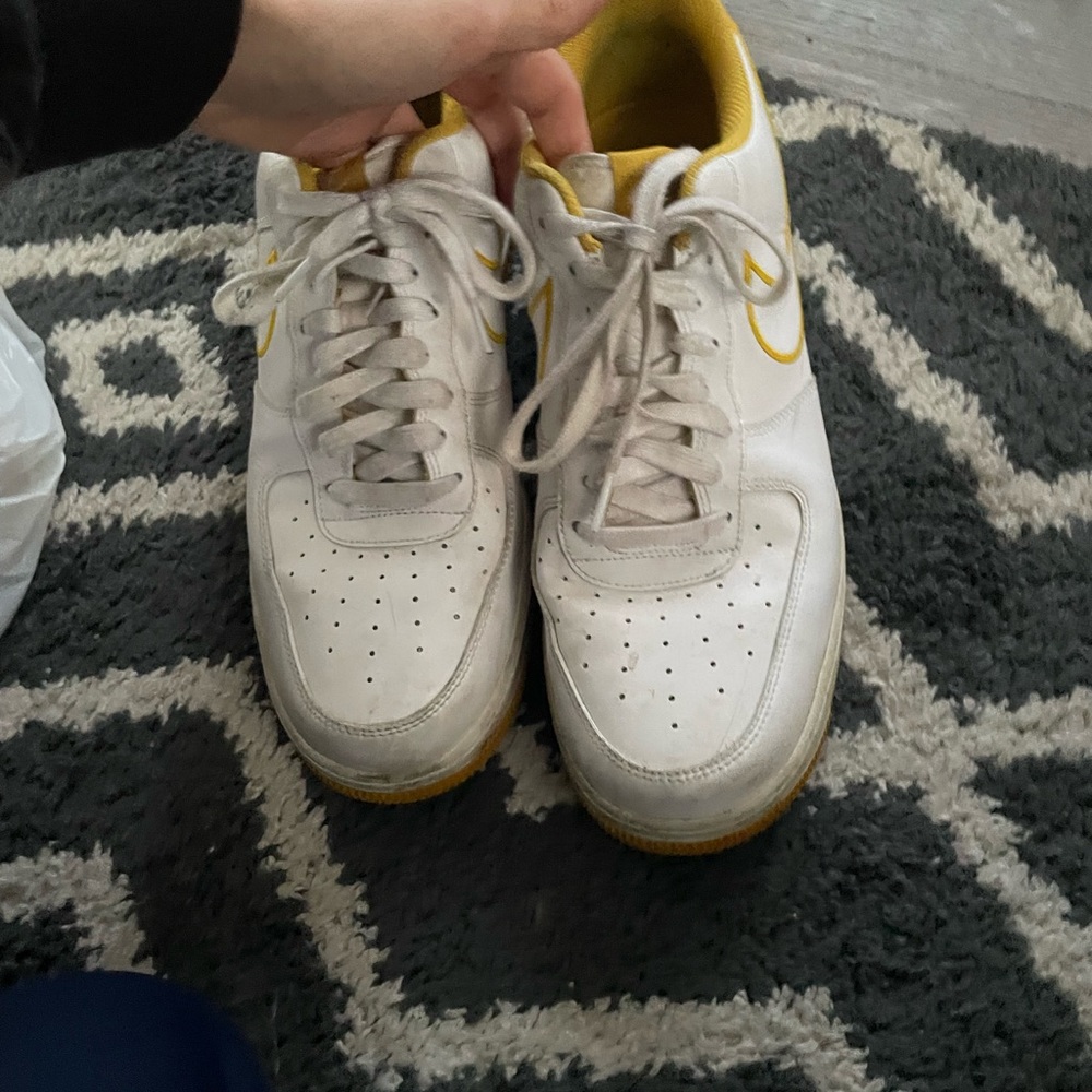 White and Yellow Nike Air Force Ones